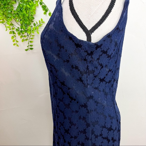 Vintage Triangle City Blue Emobroidered Floral Summer Dress Medium - Picture 4 of 10
